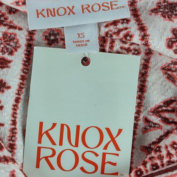 Knox Rose XS Flutter Sleeve Boho Ruffle Dress Orange White NWT Cotton Blend - Picture 10 of 11